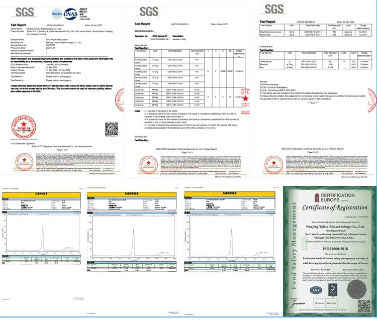 Food Grade ISO Certificated Food Additive 70/80/90 Beta Glucan